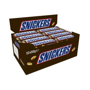 Snickers Schokoladen Großpackung, Karamell & Erdnuss Schokoriegel, 32 x 50g (1600g)