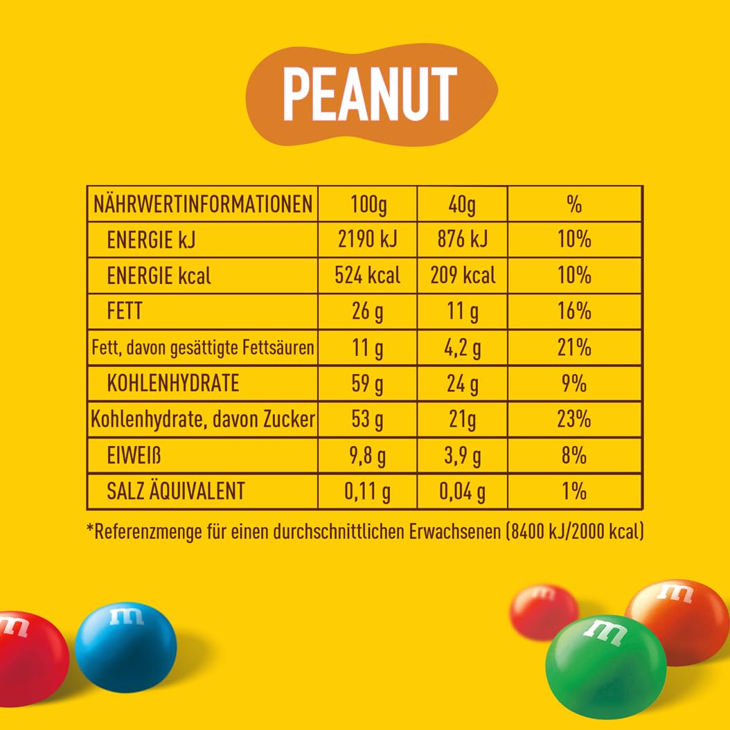 M&M’s Peanut Großpackung Schokolade, Schokolinsen mit Erdnusskern und bunter Zuckerhülle, 1 x 800g – Bild 2
