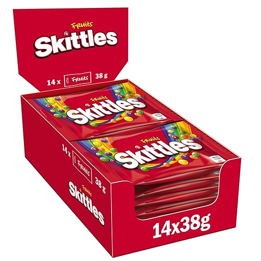 Skittles Crazy Fruits, Fruchtbonbons Großpackung 14 x 38, Kaubonbons mit Fruchtgeschmack, Vegane Snacks (532g)