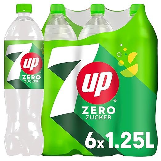 7UP Zero, Zuckerfreie Limonade mit Zitronen- und Limettengeschmack in Flaschen, EINWEG (6 x 1.25 l)