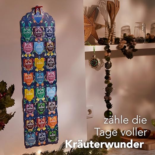 Pukka Bio Tee Geschenkset, Adventskalender, "Wohlfühlkalender 2025", Umweltfreundlich, Keine Schokolade, Milchfrei, Geschenkidee, 12 Tee Varianten, 24 Teebeutel – Bild 3