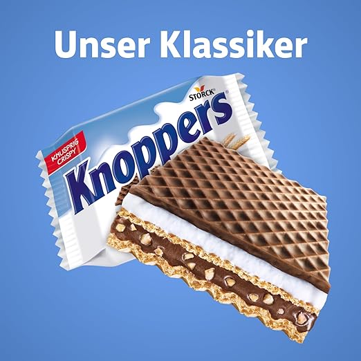 Knoppers – 24 x 25 g – Gefüllte Waffelschnitten mit Milch- und Nougatcreme, Haselnüssen und Kakao – Bild 4