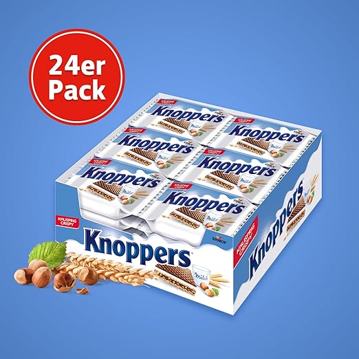 Knoppers – 24 x 25 g – Gefüllte Waffelschnitten mit Milch- und Nougatcreme, Haselnüssen und Kakao – Bild 2